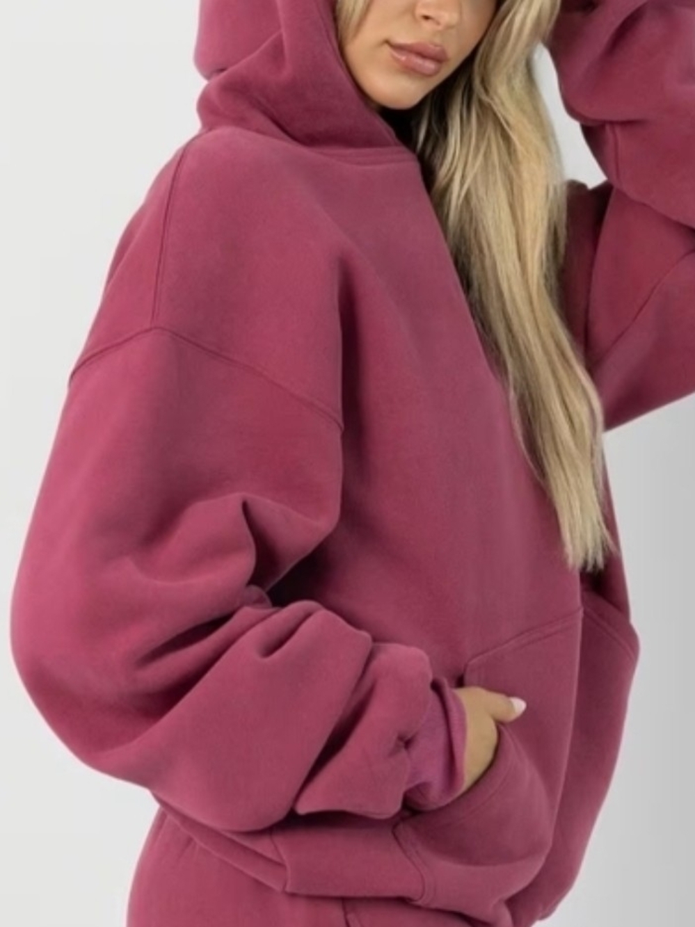 Comfrt Plush Unisex Size XL Oversized Hoodie in Mauve Pink - Picture 5 of 6